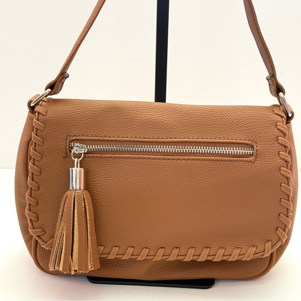 Nine West Tan Crossbody Handbag with Tassel Design - Picture 2 of 14